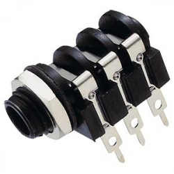 Jack 6,3 Stereo Zásuvka panelová plastová do DPS 6Pin Jack 6,3 Stereo Zásuvka panelová plastová do DPS 6Pin