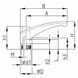 Madlo-prestaviteľná páčka 65mm - matica M8 Madlo-prestaviteľná páčka 65mm - matica M8