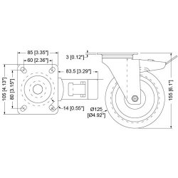 Penn Elcom W8992/B koliesko 125mm modré s brzdou Penn Elcom W8992/B koliesko 125mm modré s brzdou
