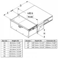 Penn Elcom R2294-10-2UK Aluminium Rack Drawer 19" / 2U / 260mm