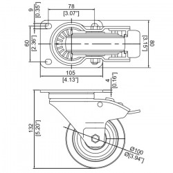 Penn Elcom W0985 koliesko 100mm modré s brzdou Penn Elcom W0985 koliesko 100mm modré s brzdou