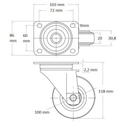 Sada 4ks otočných koliesok 100mm (čierne) Sada 4ks otočných koliesok 100mm (čierne)