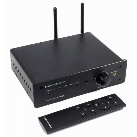 BSA WA-250 zosilňovač 2×50W/4Ω - WIFI - Internetové rádio - USB/MP3/BT
