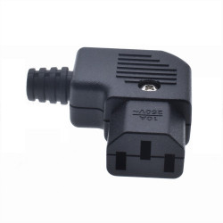 Konektor sieťový IEC C13 female 90°