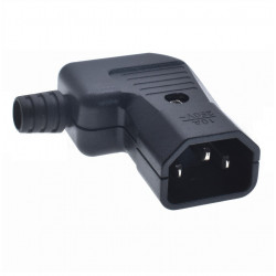 Konektor sieťový IEC C14 male 90°