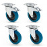 sada modrých otočných koliesok 100mm 2+2 brzdené