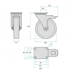 sada modrých otočných koliesok 100mm 2+2 brzdené sada modrých otočných koliesok 100mm 2+2 brzdené