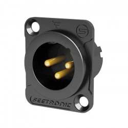 Seetronic MJ3F2CBG XLR 3P Chassis Male Gold Seetronic MJ3F2CBG XLR 3P Chassis Male Gold