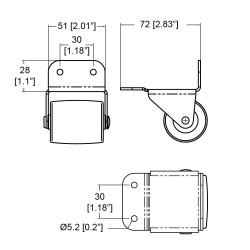 Penn ELcom 0133BK 38 mm čierne koliesko na povrchovú montáž Penn ELcom 0133BK 38 mm čierne koliesko na povrchovú montáž